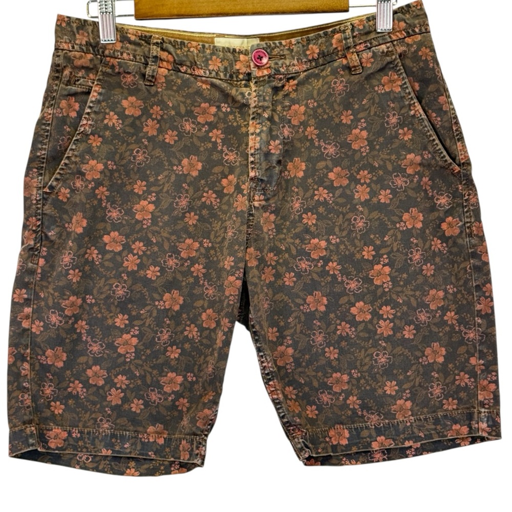 Scotch & Soda Amsterdam Couture Mens Brown Floral Chino Shorts Size 30